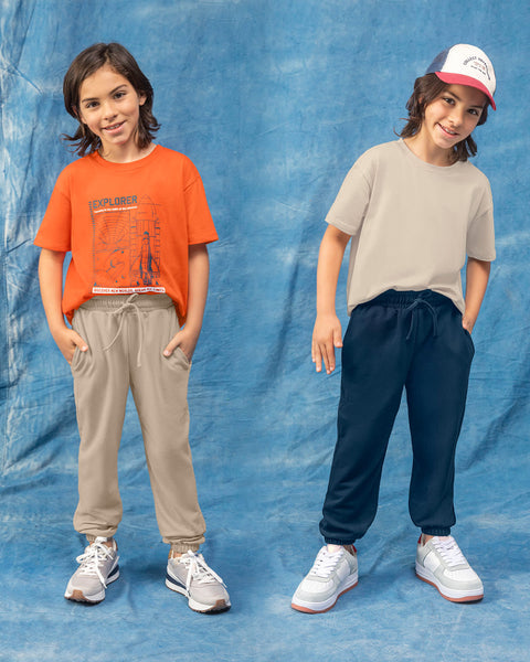 Paquete x2 blusas manga corta para niña#color_s01-naranja-y-taupe