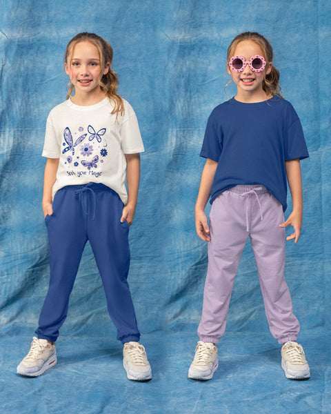 Paquete x2 blusas manga corta para niña#color_s02-azul-y-marfil
