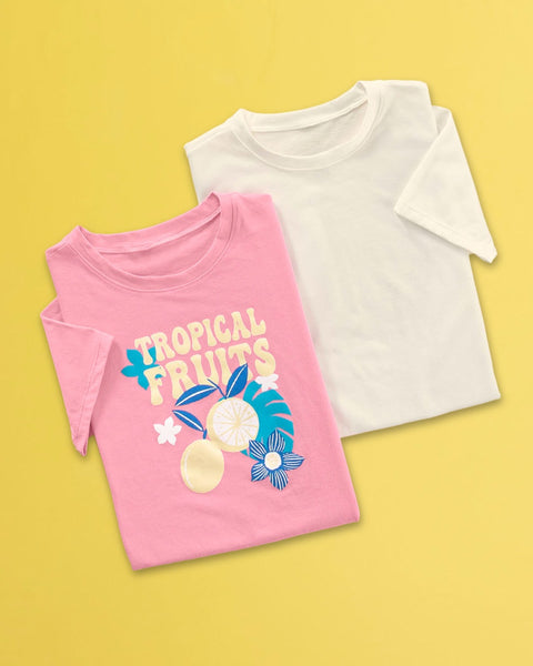 Paquete x2 blusas manga corta para niña#color_s06-rosado-estampado-marfil