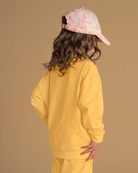 Sudadero manga larga con cuello redondo y hombro caído#color_107-amarillo