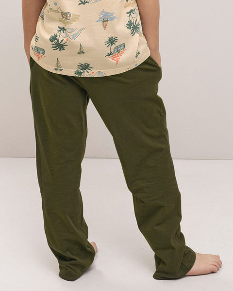Pantalón largo con elástico en cintura para niño#color_603-verde