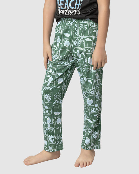 Pantalón de pijama infantil con estampado divertido#color_061-verde-estampado