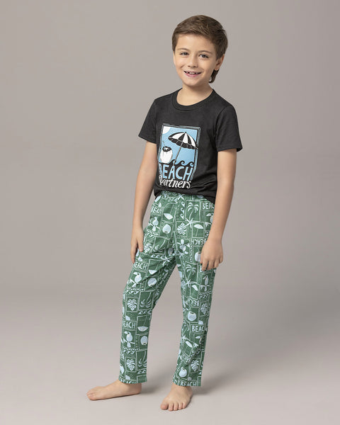 Pantalón de pijama infantil con estampado divertido#color_061-verde-estampado