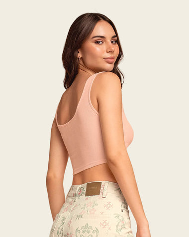 Blusa sin mangas crop top en tejido acanalado#color_c26-rosado