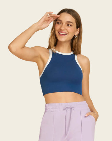 Blusa crop top sin mangas cuello redondo#color_c41-azul-medio