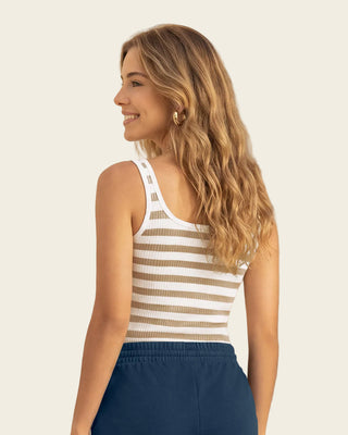 Blusa manga sisa en tejido acanalado stretch#color_034-rayas-arena