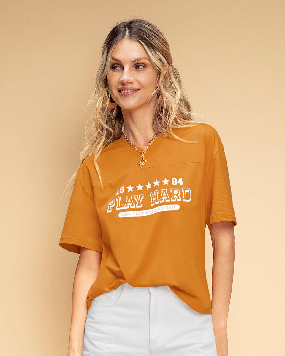 Blusa manga corta silueta amplia con estampado localizado