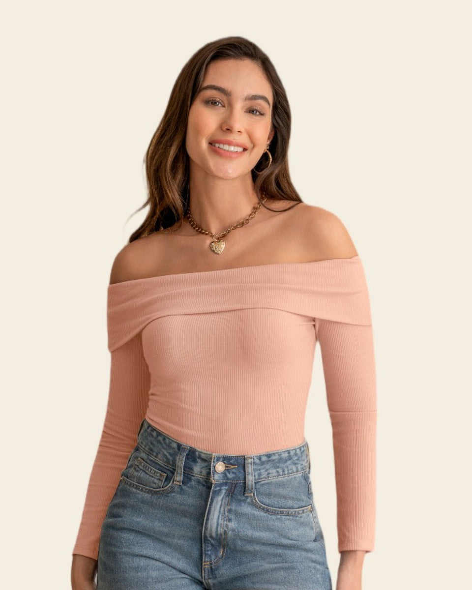 Blusa strapless manga larga