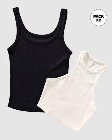 Pack x2 Blusa + Crop top#color_s01-negro-blanco