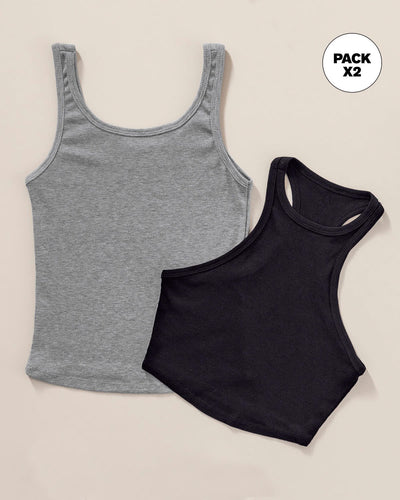Pack x2 Blusa + Crop top#color_s02-gris-negro