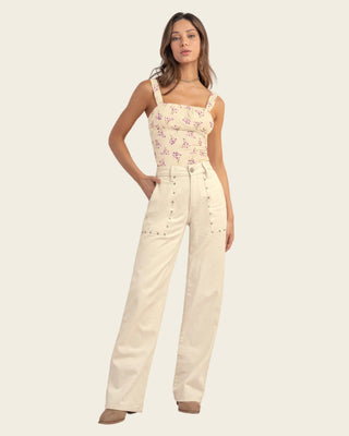 Pantalón bota recta con taches decorativos#color_018-marfil