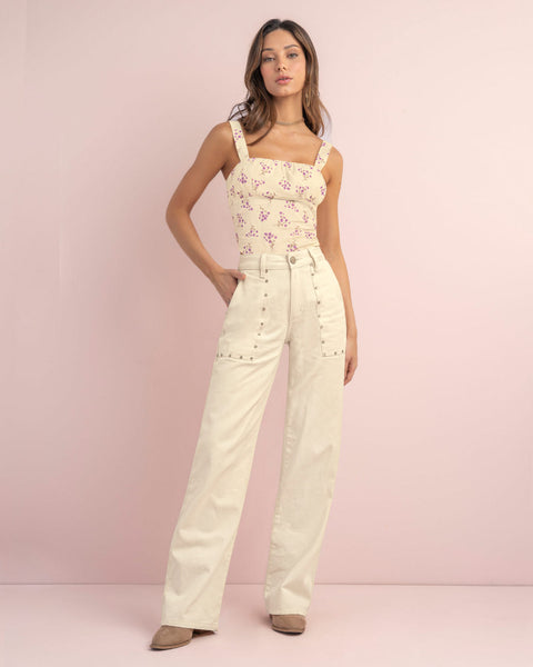 Pantalón bota recta con taches decorativos#color_018-marfil