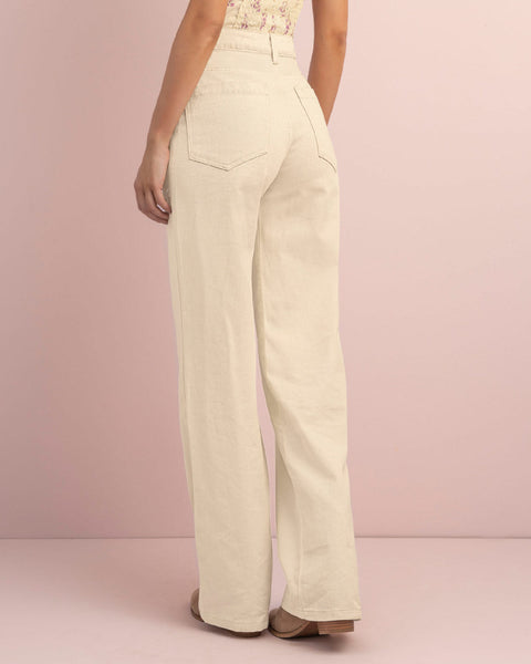 Pantalón bota recta con taches decorativos#color_018-marfil