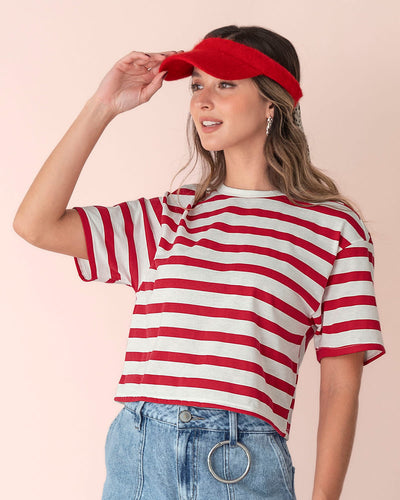 Blusa manga corta silueta amplia#color_146-rayas-rojas