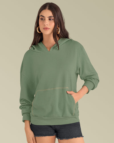 Sudadero con bolsillo tipo canguro y capucha#color_171-verde