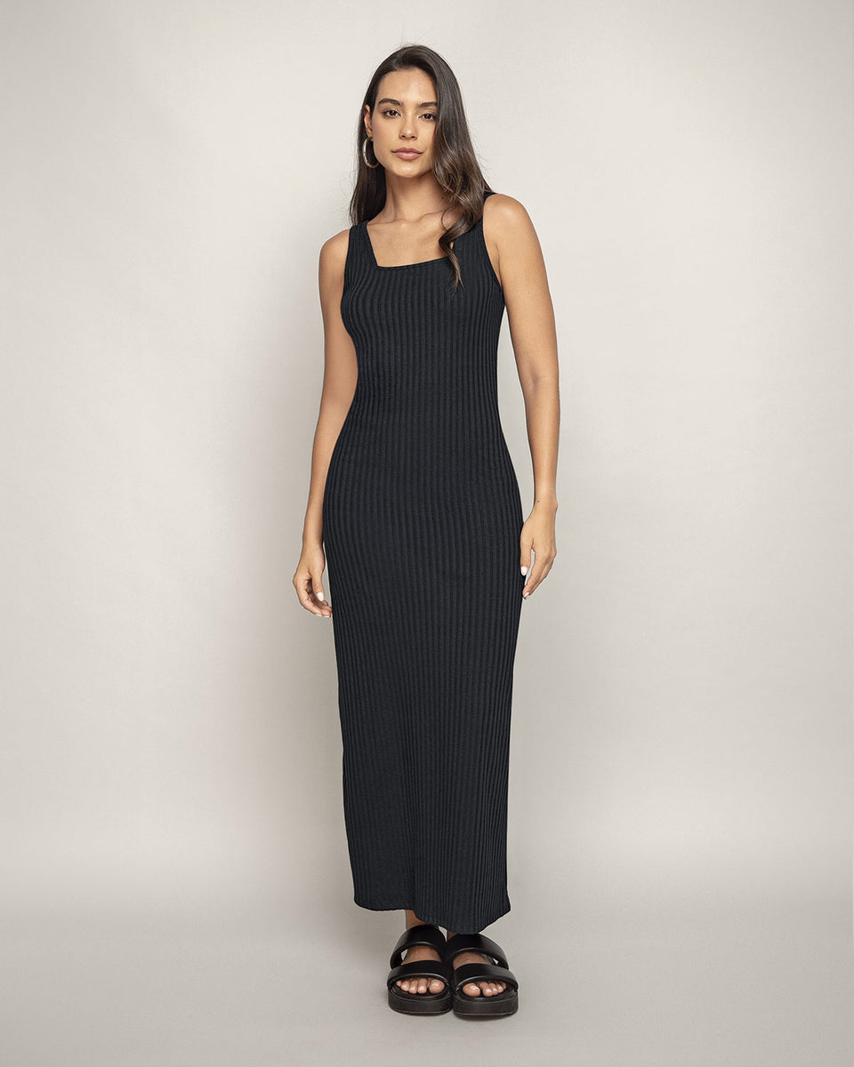 Vestido manga sisa doble escote