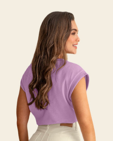 Blusa con textura y manga corta#color_422-lila