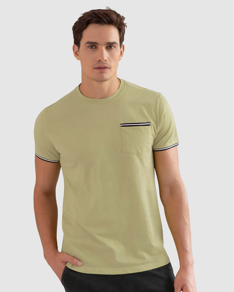 Camisa manga corta con detalle tejido en mangas#color_624-verde-pistacho