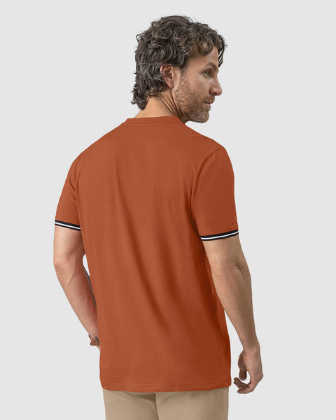 Camisa manga corta con detalle tejido en mangas#color_a89-terracota