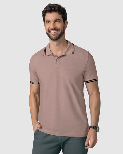 Camisa tipo polo con cuello y mangas tejidas#color_180-palo-de-rosa