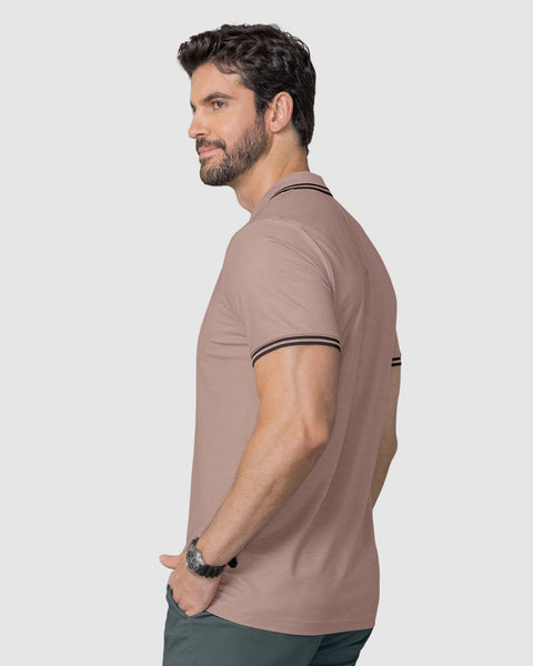 Camisa tipo polo con cuello y mangas tejidas#color_180-palo-de-rosa