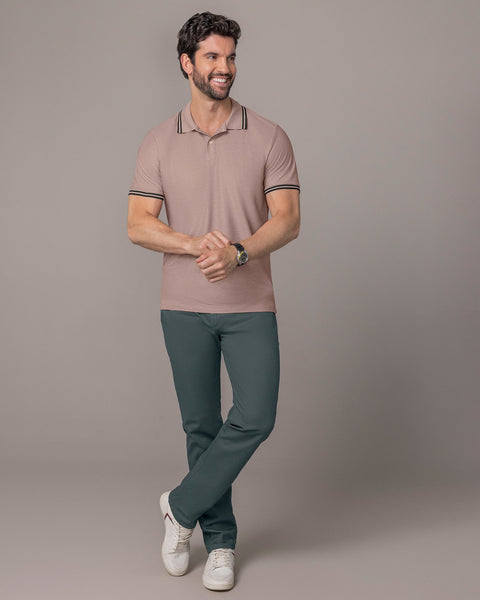 Camisa tipo polo con cuello y mangas tejidas#color_180-palo-de-rosa