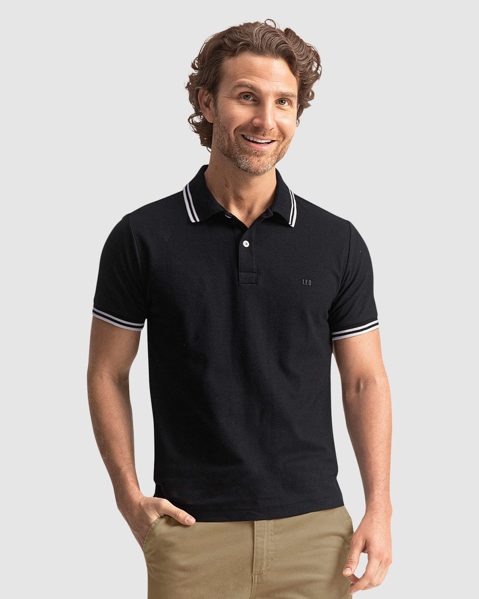 Camisa tipo polo con cuello y mangas tejidas