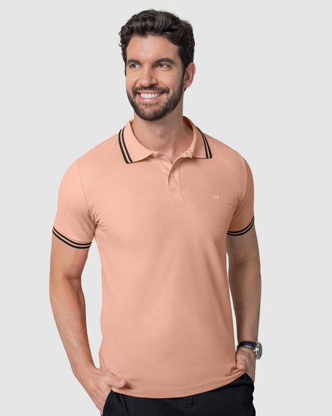 Camisa tipo polo con cuello y mangas tejidas#color_958-rosado