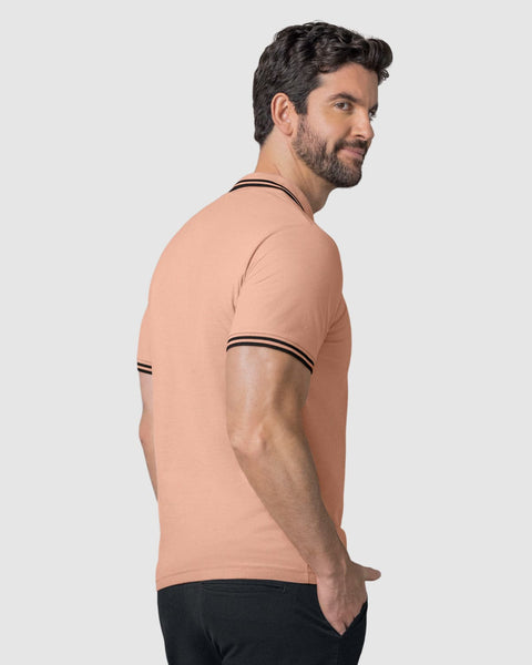 Camisa tipo polo con cuello y mangas tejidas#color_958-rosado