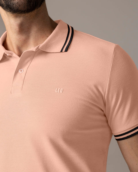 Camisa tipo polo con cuello y mangas tejidas#color_958-rosado