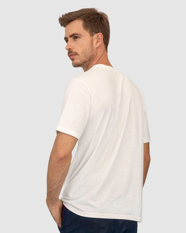 Camisa manga corta con estampado localizado y cuello redondo#color_018-marfil