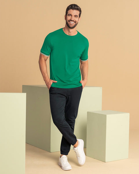 Camisa cuello redondo manga corta#color_601-verde-claro