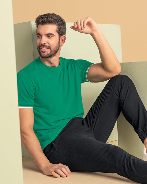 Camisa cuello redondo manga corta#color_601-verde-claro