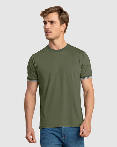Camisa cuello redondo manga corta#color_a91-verde-militar