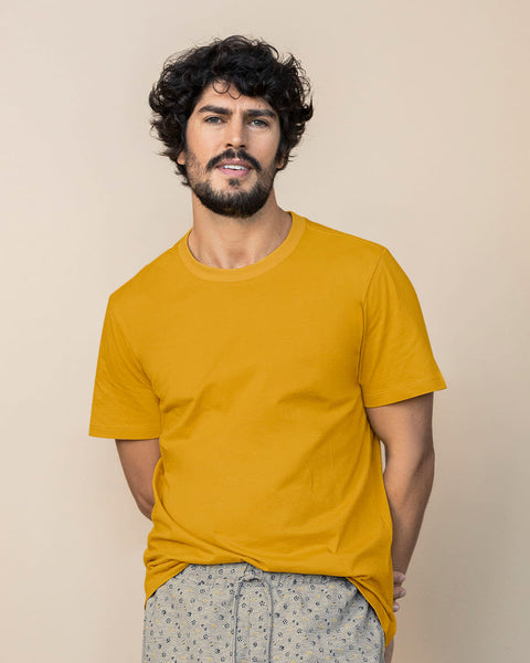 Camiseta básica manga corta y cuello redondo#color_847-amarillo