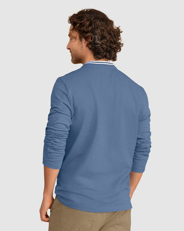 Camiseta manga larga con perilla funcional y logo en frente#color_408-azul-medio