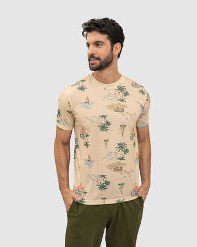 Blusa manga corta estampada para hombre#color_119-beige-estampado