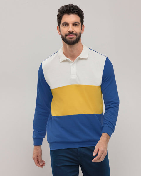 Camisa  manga  larga con franjas de color#color_457-bloques-azul