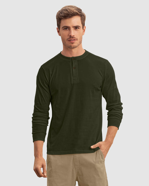 Camisa manga larga cuello henley#color_a91-verde-militar