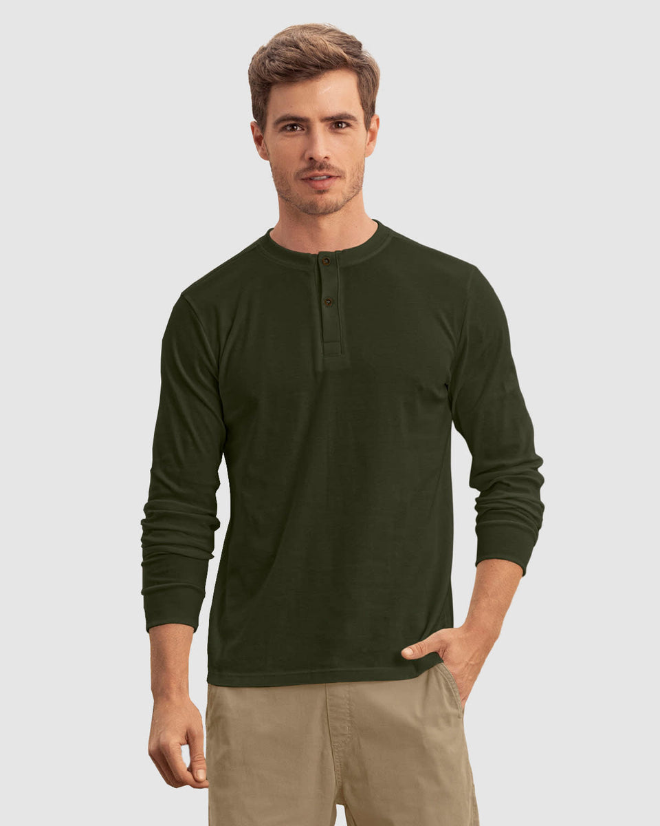 Camisa manga larga cuello henley