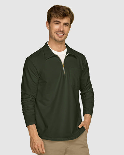 Sudadero tipo polo con cierre metálico#color_a91-verde-militar