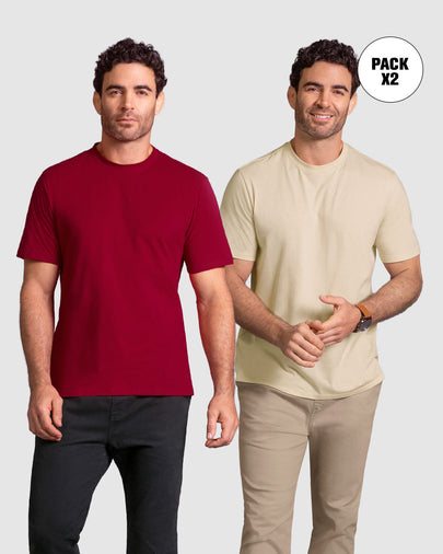 Paquete x2 camisas manga corta básicas#color_s04-arena-vino