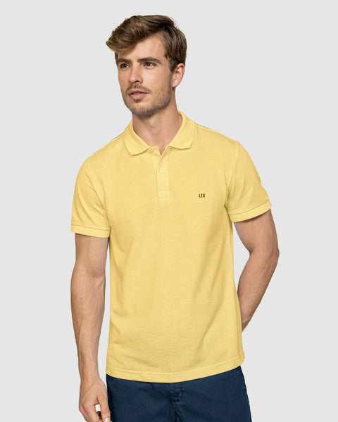 Camisa tipo polo manga corta masculina#color_019-amarillo-pastel