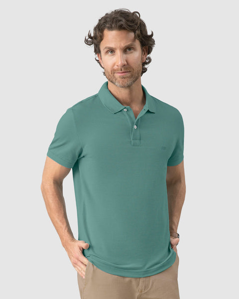 Camisa tipo polo manga corta masculina#color_063-verde-azul