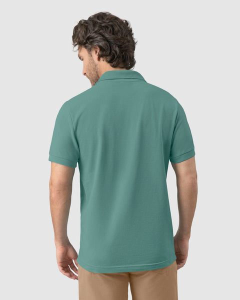 Camisa tipo polo manga corta masculina#color_063-verde-azul
