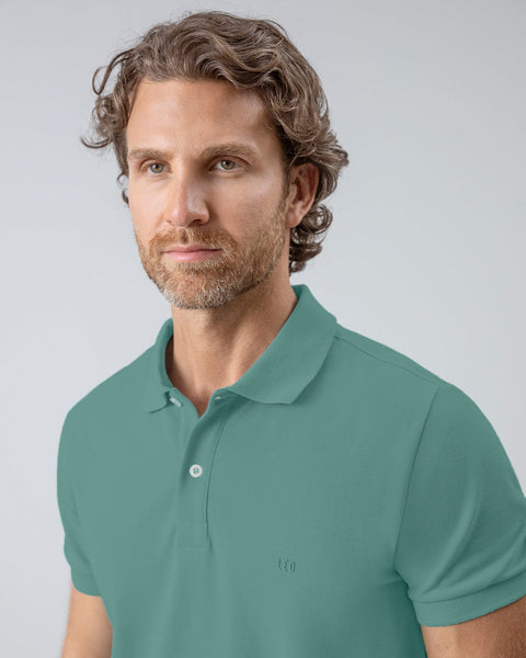 Camisa tipo polo manga corta masculina#color_063-verde-azul