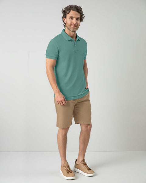 Camisa tipo polo manga corta masculina#color_063-verde-azul