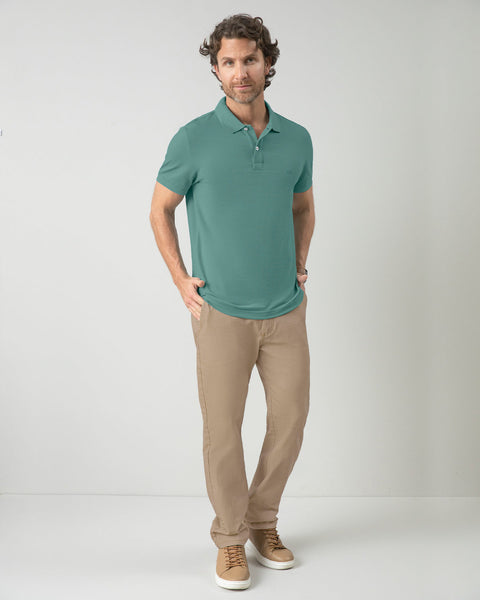 Camisa tipo polo manga corta masculina#color_063-verde-azul