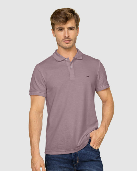 Camisa tipo polo manga corta masculina#color_407-morado-claro