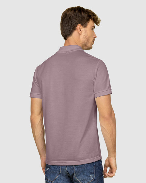 Camisa tipo polo manga corta masculina#color_407-morado-claro